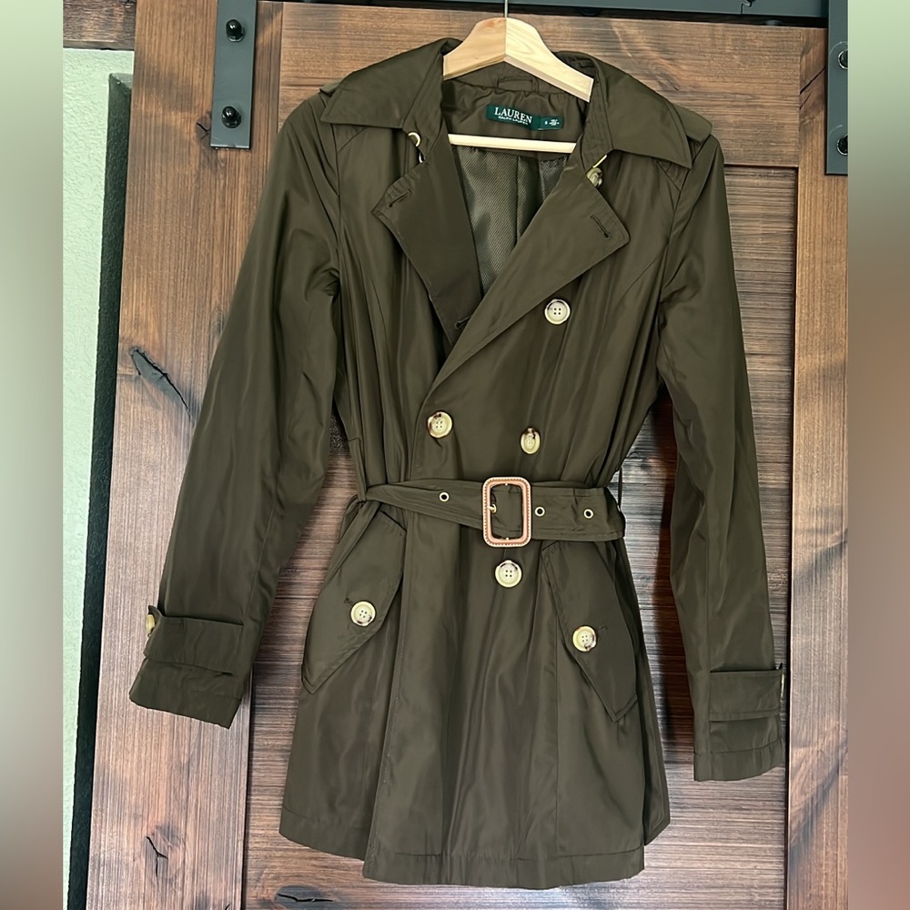 Ralph Lauren Brown Double-Breasted Trench Coat with Belt